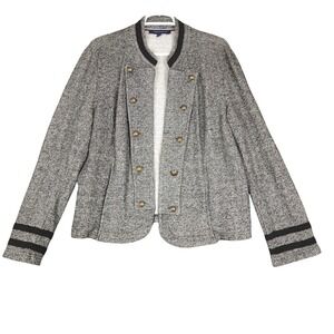 Tommy Hilfiger Women's Blazer Herringbone XXL Gold Button Military Jacket